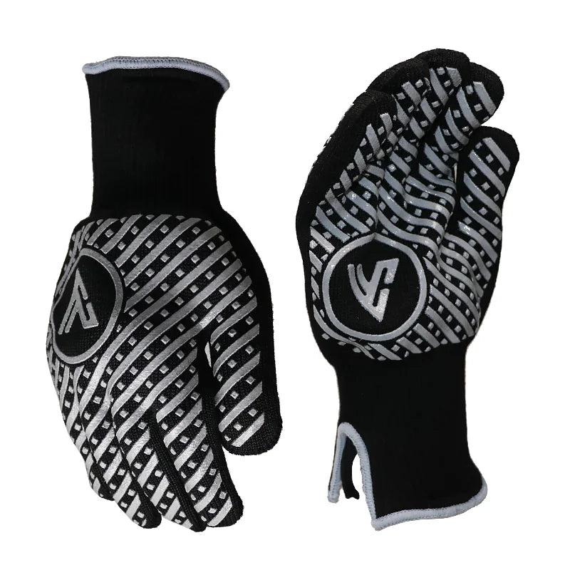 CE Certified Custom Logo 932F & 1472F Oven Grill Mitt Extreme Heat Resistant Fireplace Guantes Silicone BBQ Gloves