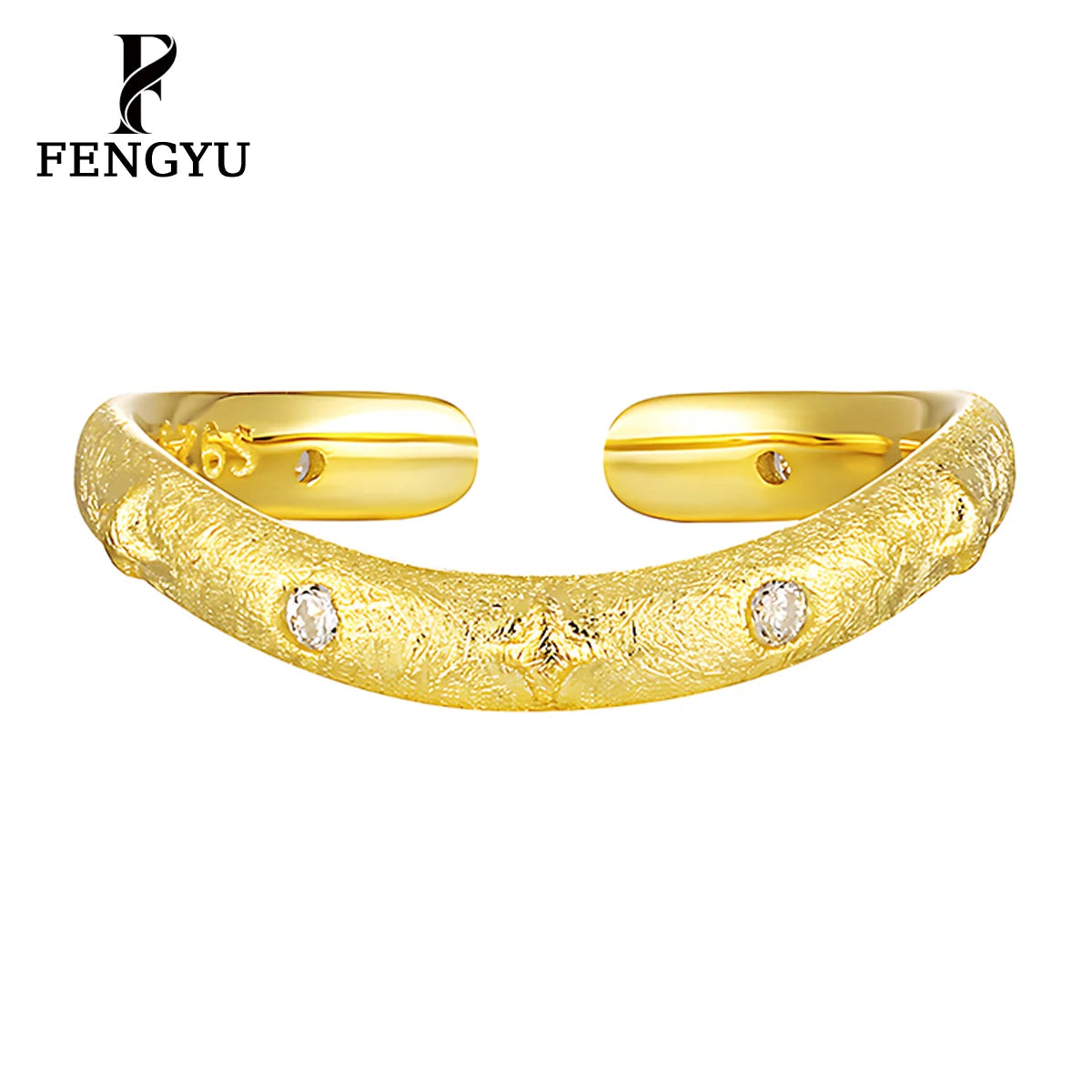 Fine 18k Gold Hammered Zircon Rings for Women 925 Sterling Silver Fashion Adjustable Gemstone Ring Custom Jewelry Wholesale