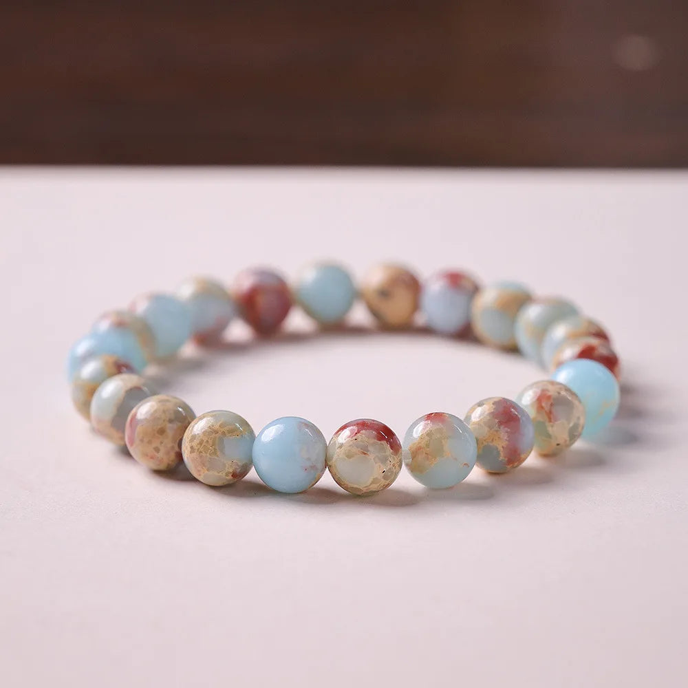 New Style LIght Green 8MM Agalmatolite Stone Beads Natural Stone Bracelet for Women and Men