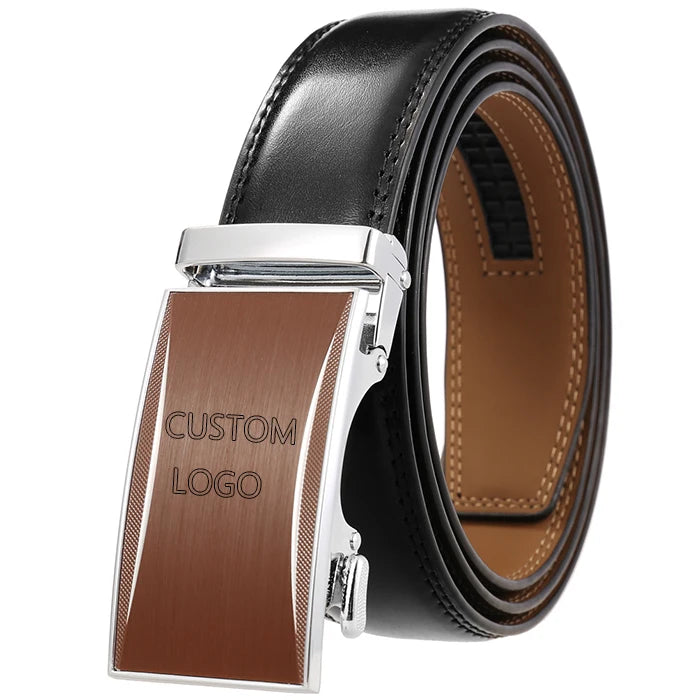 Factory Direct Sales Classic Formal Business Casual Alloy Automatic Buckle Genuine Belt Custom Ratchet Leather Belts for Men
