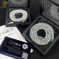 Hip Hop Iced Out D Color White VVS 925 Sterling Silver 3MM 4MM 5MM 6MM 7MM 8MM Moissanite Diamond Tennis Chain Necklace