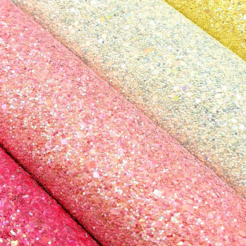 Colorful Sparkle Chunky Glitter Synthetic Leather for Making Bags/Handbags/Wallets/Shoes/Hair Bows