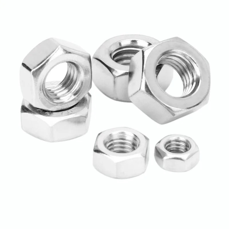 Silvery DIN934 Hexagon Nut M6 Plain Hexagonal Nut 304 Stainless Steel Hex Nut