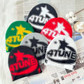 Custom Oem Logo Unisex Acrylic Jacquard  All Over Logo Winter Cap Pullover Protection Warm Hat Skull Knitted Sports Ski Beanie
