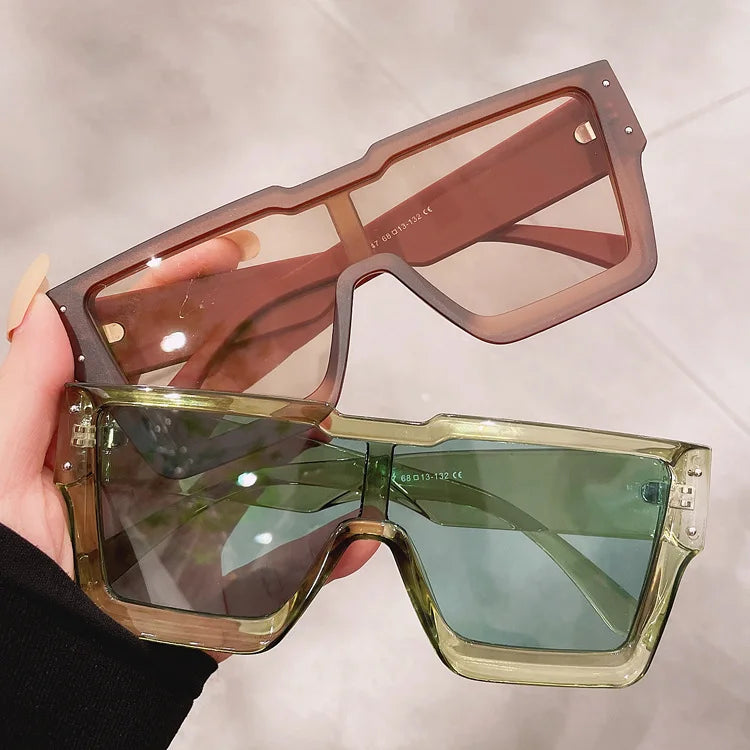 3947 Custom One Piece Large Frame Luxury Designer Unisex Oversized Sunglasses Retro UV400 PC