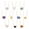 Fashion Jewelry Natural Crystal Gold Chain Necklaces Gemstone Raw Quartz Crystal Healing Link Necklace for Woman Girls