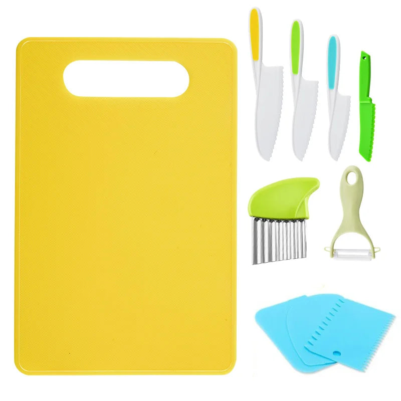 10pcs Silicone PP Handle Fruit Knives Children's Durable Kitchenware Set Early Education Cooking Tool Set