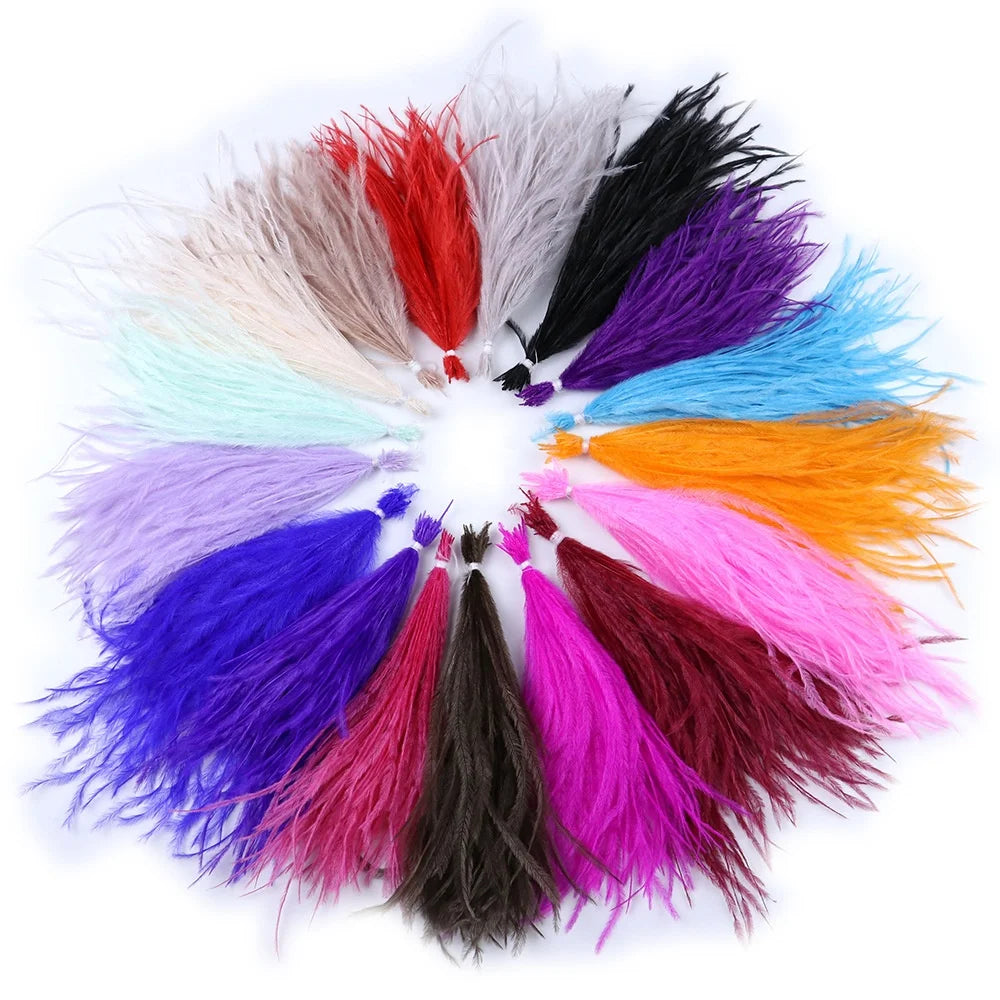 Factory Price 3D Fluffy Ostrich Feather Scarves 15-18cm 27 Colors Wedding Party Accessory Loose Flatback Rhinestones Garment