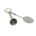 001 Zinc Alloy Badminton Racket Key Chain Vintage Mini Sports Key Ring for Women Men Car & Backpack Pendant