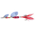 Wholesale SP169 9.4cm 10g Metal Spinner Baits Spoon Fishing Lures with Feather Hook