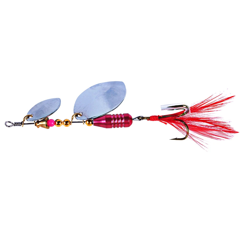 Wholesale SP169 9.4cm 10g Metal Spinner Baits Spoon Fishing Lures with Feather Hook