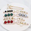 Pearl Hijab Pins Cute Brooches Pins Pearl Neckline Collar Lapel Hijab Fixed Tightening Waist Clothes Brooch Scarf DIY Accessory