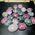 Wholesale Customized pink and Green Tourmaline Palms Crystal Palm Stone Healing Stone Palmstone for Decoration