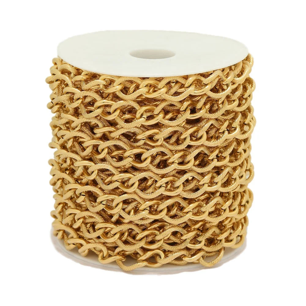 PVD 18K Gold Plating Stainless Steel Big Chunky Link Chain Twist Link Necklace Chain