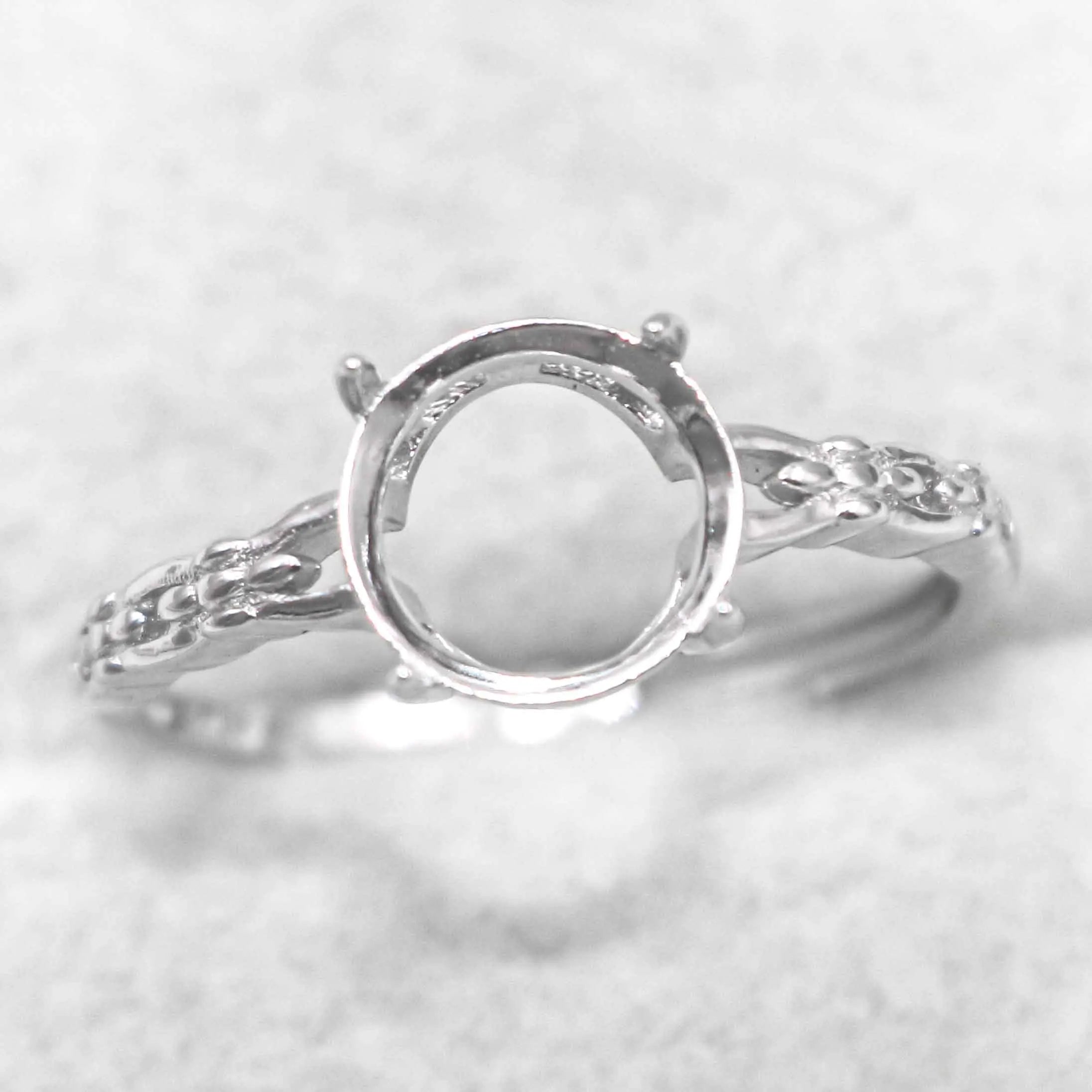 Sterling Silver 6mm/8mm Semi Mount Ring Frame Empty Blank Support Claws Setting S925 Base Without Center Stone for Inlay DIY