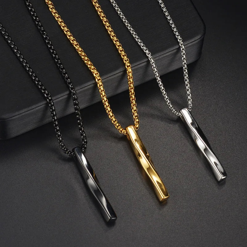SC Wholesale Trendy Stainless Steel Necklace Hip Hop Gold Silver Black Necklace Punk Pendant Necklace for Men