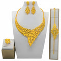 Wholesale 4pcs Dubai 24k Gold Plated Jewellery Set Necklace  Bracelet Nigerian Wedding Jewelry Sets
