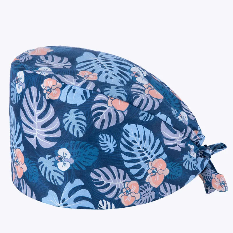 Wholesale High Quality Ponytail Long Hair Scrub Hat Cotton Nurse Hospital Uniform Hat With Buttons