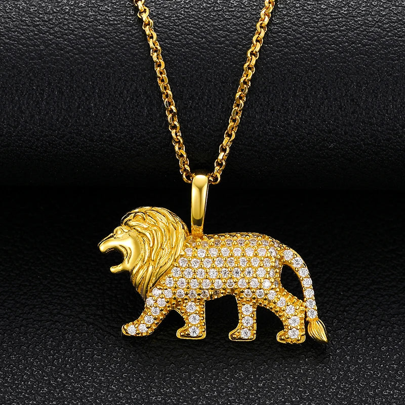 VVS Moissanite Diamond Pendant Hip Hop Jewelry Iced Out Lion Pendant Gold Plated 925 Sterling Silver Pendant