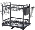 Double-Tiered Metal Dish Drain Rack Multifunctional Detachable Fashionable Iron Tableware Standing Type for Household Use