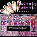 3D Diamond Colorful Boxed Nail Rhinestone Glitter Flat Glass Shaped Nail Art Decoration Accessories Shiny Jewelry Set