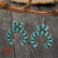 Wholesale Retro Western Style Waterdrop Turquoise Earrings 3*4cm Squash Blossoms Shape Earrings for Women Gift