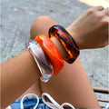 Vintage Coloful Irregular Big Transparent Acrylic Resin Chunky Bangles for Women Geometric Charm Bracelets Couple Fine Jewelry
