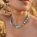 YML &  Women's Natural Stone Beaded Necklace Colorful Healing Crystal Rainbow Necklace Fashionable Colorful Beaded Necklace