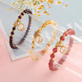Handmade Natural Stone Strawberry Crystal Garnet Pearl Star Charms Bracelet Crystal Bracelet for Women Girls