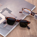 Fashionable Retro Square Metal Acetate Sunglasses for Men's Metal Half Frame Sunglasses