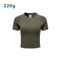 Women's 220g Slim Fit Crop Top Short Sleeve T-Shirt with Regular Shoulder Casual Style Summer Crop Top for Girls