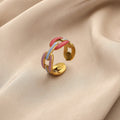 Beimai OEM Ring Wholesale Hollow Color Oil Drop Stainless Steel Waterproof Chain Open Ring