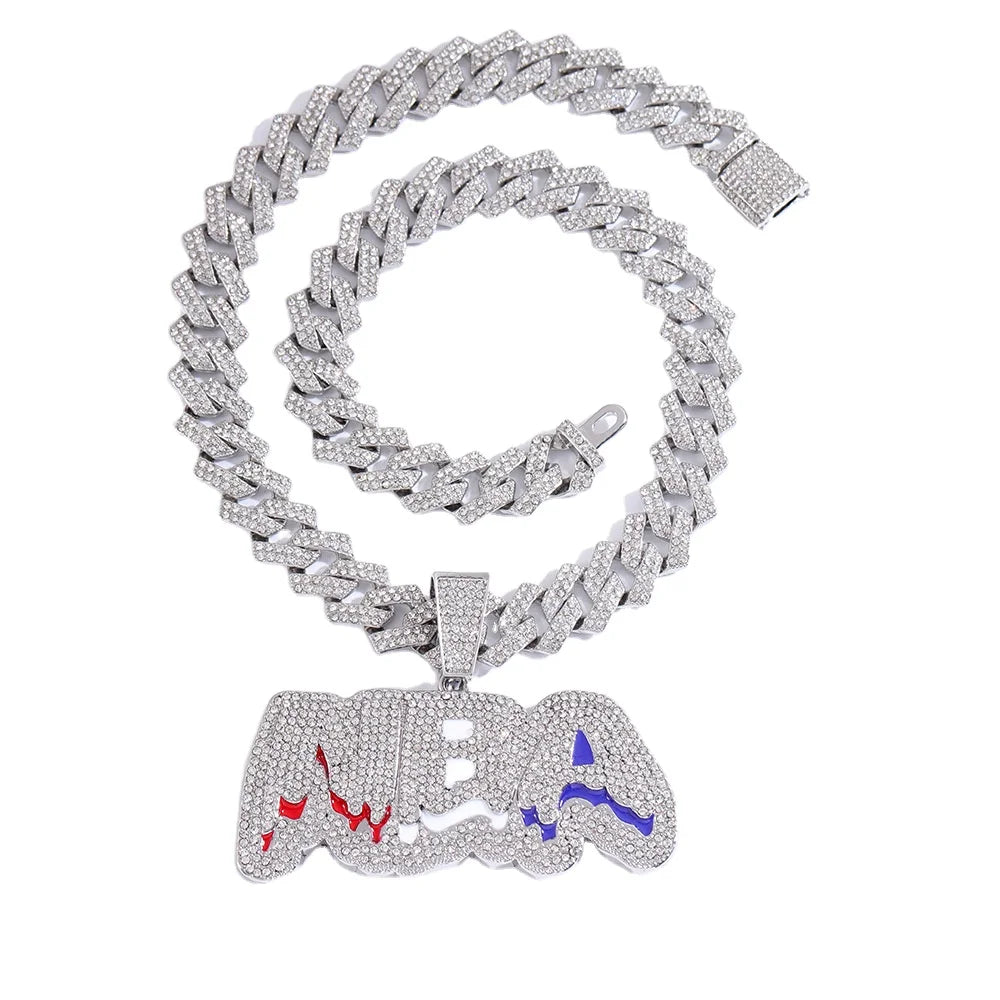 Basketball Full Diamond Pendant Advanced Exaggerated Hip Hop Street Style Men's Fashion Cuban Necklace Stainless Steel