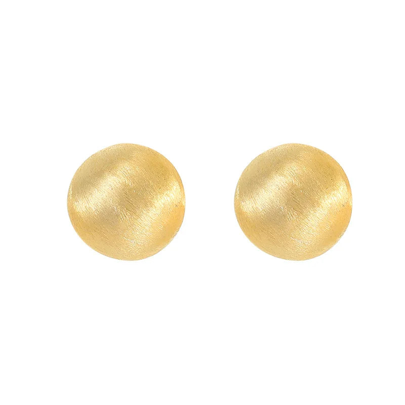 Fashion Earrings Jewelry 925 Sterling Silver Earrings Frosted Ball Round Disc Shape Gold Plated Stud Earrings for Women