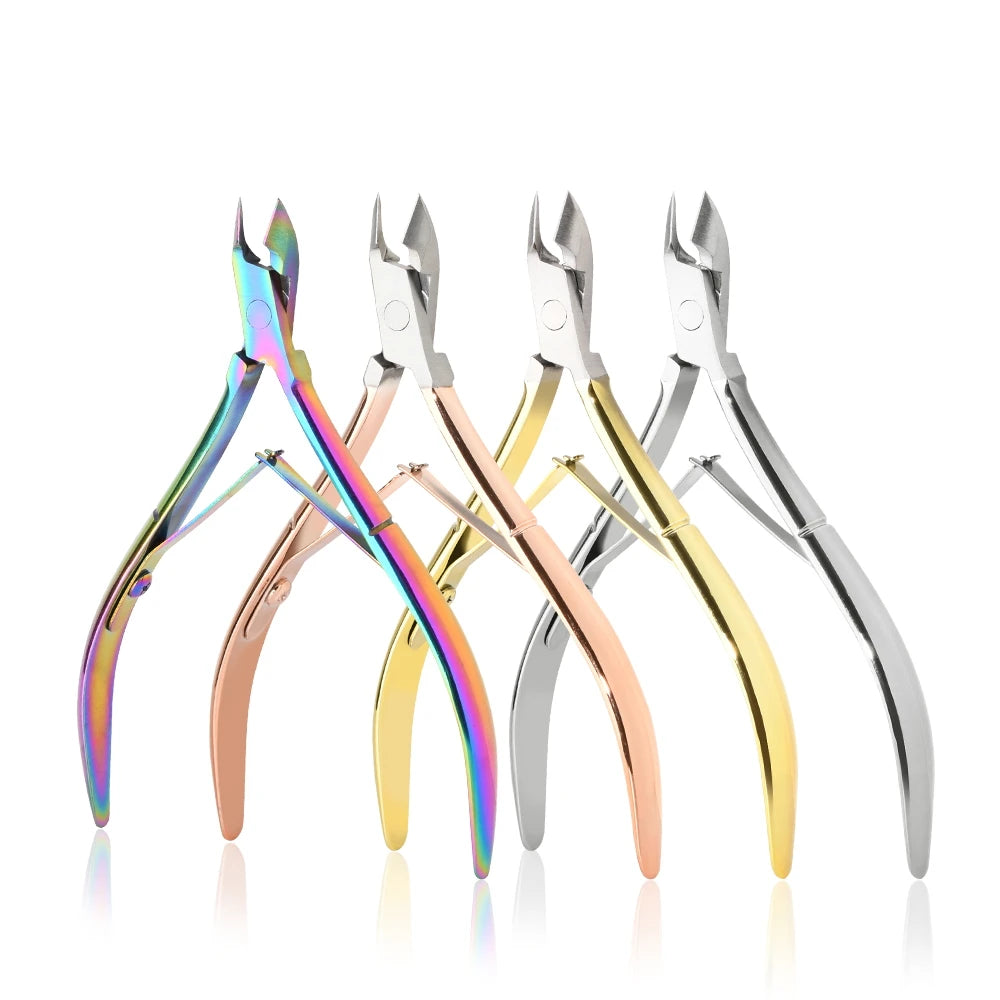 Four Colors 16 Jaw Rose Gold Nail Cuticle Trimmer Double Springs Manicure Nippers for Fingers