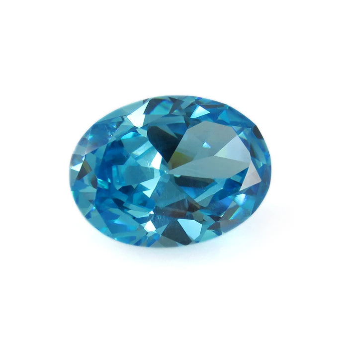 Wholesale Synthetic Gemstone Blue Color Aquamarine Oval Shape Cubic Zirconia Loose Gemstones for Body Jewelry
