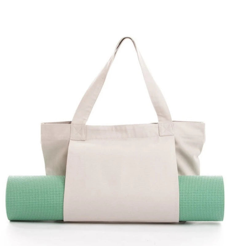 Eco-friendly Sturdy Canvas Sports Yoga Pilates Mat Carrier Tote Bag Cotton Handle Customizable Logo Large Capacity for Beach
