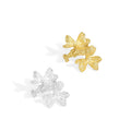 WMEF445 Non Pierced Cartilage Earring 925 Sterling Silver Texture Dainty Lucky Flower Ear Cuff