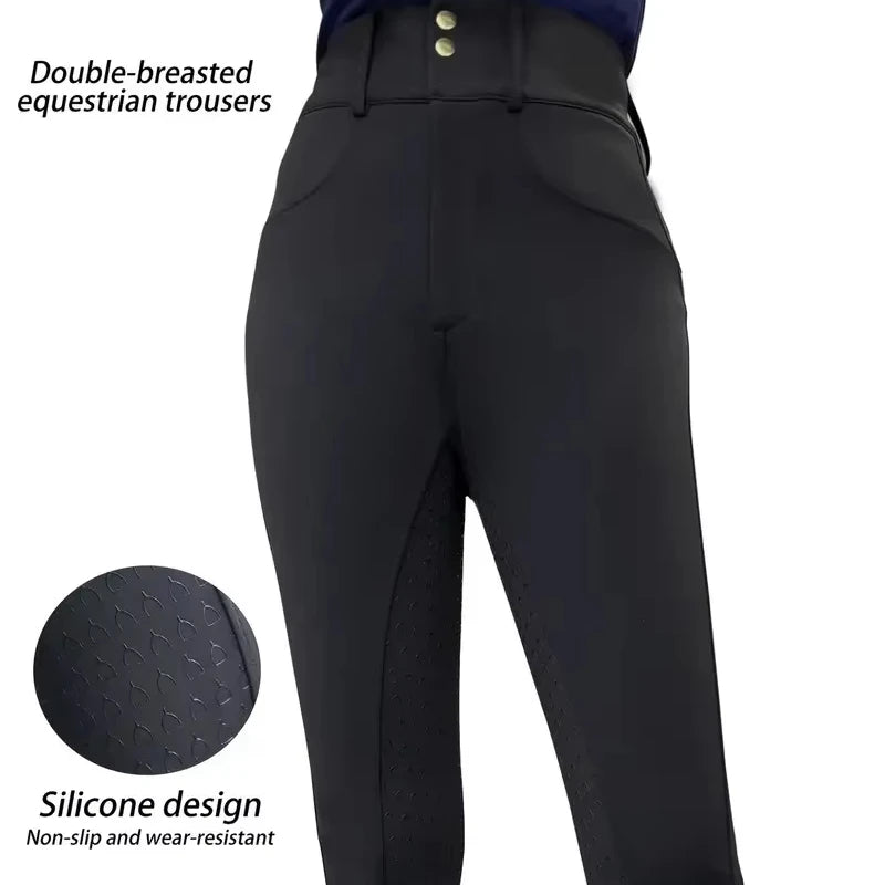 Women's New Stirrup Pattern  Lightweight Professional Equestrian Sports Pants Full-Gel Silicone Anti-Slip Elastic Riding Horse