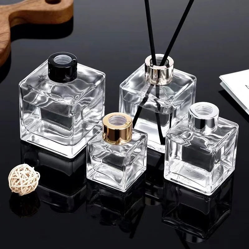 Fashion Wholesales Glass Bottle Perfume Essential Oil Diffuser Bottle Square 50ml 100ml 150ml 200ml
