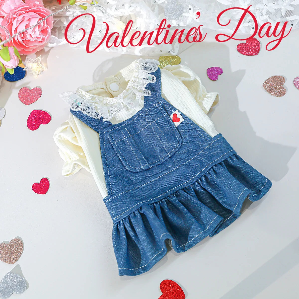 Luxury Retro Denim Skirt for Dogs Cats Puppy Soft Fabric Cute Animal Dress for Small Medium Size Pets Clothes Dog Dress