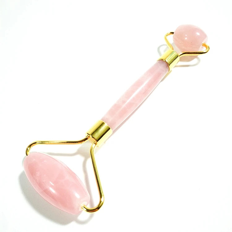 2026 100% Diy Gold Frame Real Rose Quartz Facial Massager Jade Roller for Face
