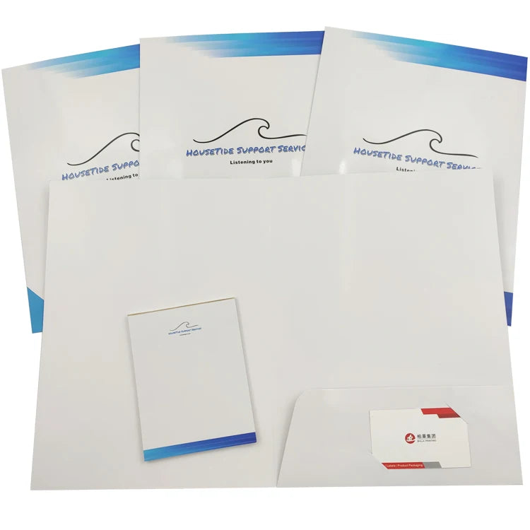 Low MOQ Custom Cardboard Folders with Business Card Memo Notepad Company Logo Advertising Presentation Printing Custom Sizes