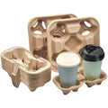 Disposable Single Wall Eco-friendly Food Grade Paper Cup Holder 8-32 oz 2 & 4 Cup Carrier Take Away Ready to Ship