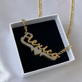 QIUHAN Personalized Design Your Name Necklace Custom Nameplate Necklace Double Layer