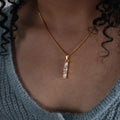 Dainty Crystal Pendant Gold Plated Necklace Fashion Stainless Steel Jewelry Box Chain Choker for Female