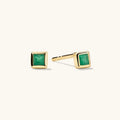 LOZRUNVE Silver 925 Sterling Jewellery Delicate Emerald Square CZ Bezel Stud Earring