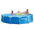 Intex 28212 Inflatable Outdoor Metal Frame Above Ground Swimming Pool