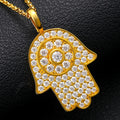 Drop Shipping Arab Jewellery Pure Silver VVS Moissanite Hamsa Hand Charm Pendant Necklace Lucky Charm for Men Women