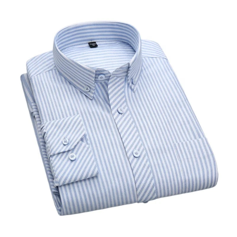 Factory Wholesale Custom Vertical Striped Full Sleeve Button up Business Shirt for Men